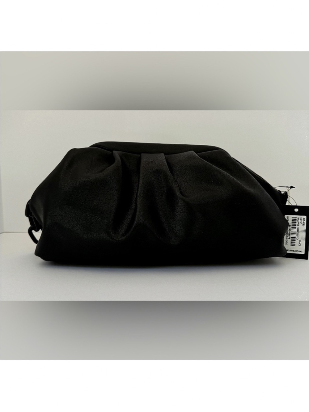 Badgley Mischka Ruched Black  Clutch with chain - Picture 2 of 3